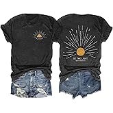 Ithalt Christian Tshirts Women Be The Light Shirts Religious Tees Casual Faith Short Sleeve Tops