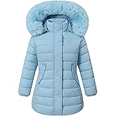 MAJSEBI Girl's Winter Waterproof Warm Long Coat,Kids Puffer Jacket Outerwear Parka,Removable Hood