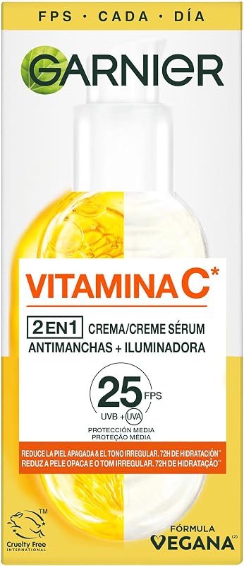 , 2-in-1-Gesichtsserum zum Aufhellen und gegen Hautunreinheiten, mit 20% Vitamin C und SPF25, nicht fettend, klinisch getestet, 50 ml