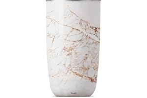 S'well Stainless Steel Wine Chiller, Holds 750ml Bottle, Calacatta Gold, Triple Layered Vacuum Insulated Container Keeps Bottles Chilled for Longer, BPA Free Barware