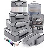 Veken 8 Set Packing Cubes for Travel Essentials, Suitcase Organizer Bags in 4 Sizes, Carry-On Luggage Accessories with Large Laundry & Hanging Toiletry Bag, Must-Have for Airplane, Road Trip & Camping