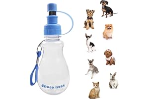 Choco Nose Patented Portable No-Drip Travel Water Bottle/Feeder for Dogs/Puppies/Cats/Rabbits and Other Small Sized Animals -8 oz. Leak-Proof Nozzle 16mm, Blue (H258)
