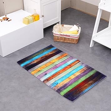 Schöne Fußmatte Badezimmermatte rutschfest Duschmatte schnelltrocknend Anti-Rutsch Küchenmatte Badezimmer Teppich Matte (Bunt
