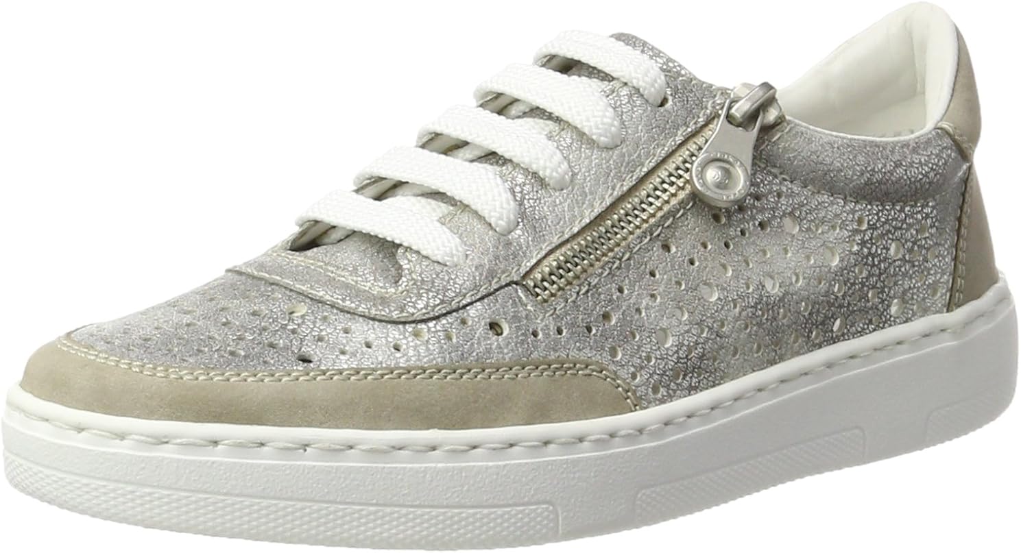 Amazon.com | Rieker Womenâs 50417 Low-Top Sneakers, Silver (Vapor/Altsilber / 40), 3.5 UK 