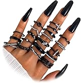 KISS WIFE Goldenen Silvery Black Kunckle Rings Set for Women, Dainty Simple Trendy Cute Stackable Finger Rings Pack, Perfect for Stacking Layering on Thumb and Knuckle, Mixed Size, Jewelry Gift
