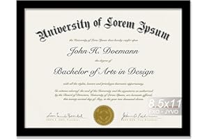 Fxojyvo Black 8.5 x 11 Frame Display 8.5 by 11 Document Certificate Diploma Wall and Tabletop - 1 Pack