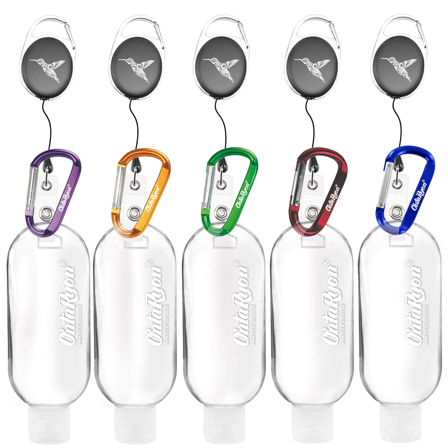 OntaRyon Travel Empty Plastic Bottles with Clips 5Pack, Includes