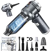 SakerPlus 4 in 1 Handheld Car Vacuum Cleaner, 17500PA High Power Rechargeable Portable Vacuum with LED Light, Multi Nozzles f