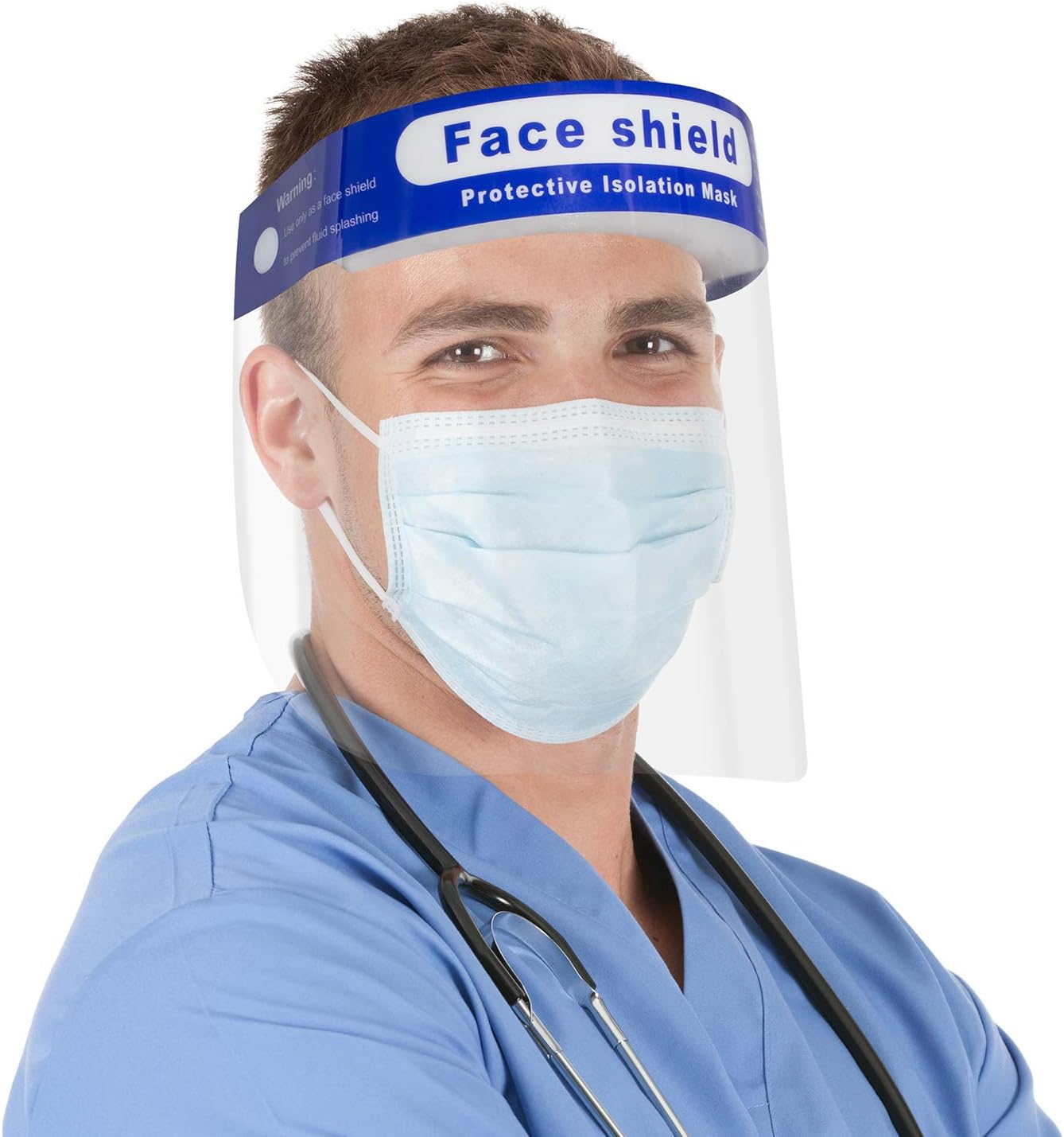 Face Shield Protect Eyes and Face with Clear Open Protective Film Elastic Band and Comfort Sponge, Windproof Dustproof Anti-Spitting Isolation Hat Shield (12pcs)