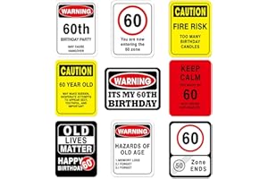 WERNNSAI 60th Birthday Decorations - 9 PCs 60 Years Funny Signs 60s Decorations, 60th Party Yard Garden Banner Table Centerpieces Door Wall Windows Signs Picture Props for Men Women, Happy Bday Old Decor