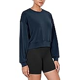 ODODOS Modal Soft Long Sleeve Cropped Sweatshirts for Women Oversized Crew Neck Pullover Crop Top