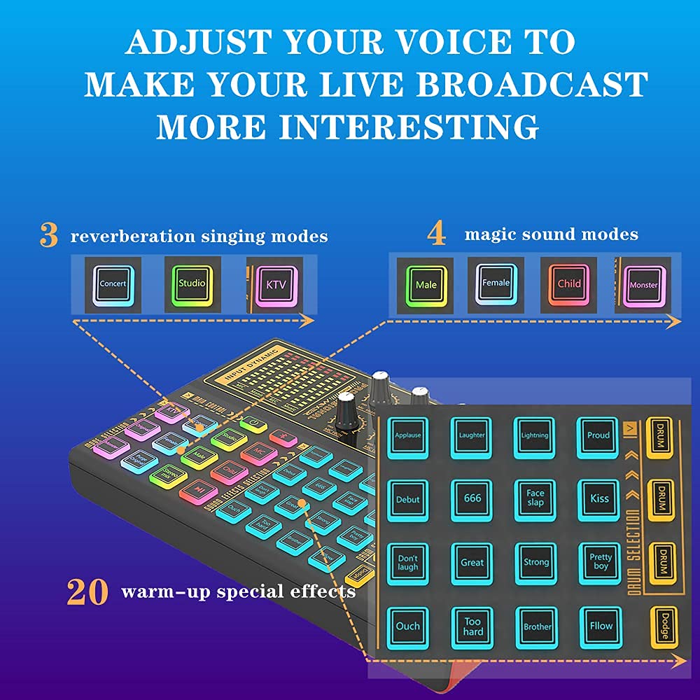 sktome Podcast Equipment Bundle, K300 Sound Card with Podcast Microphone, Audio Interface for Music Recording Karaoke Singing Broadcast (AM200-K300S2)
