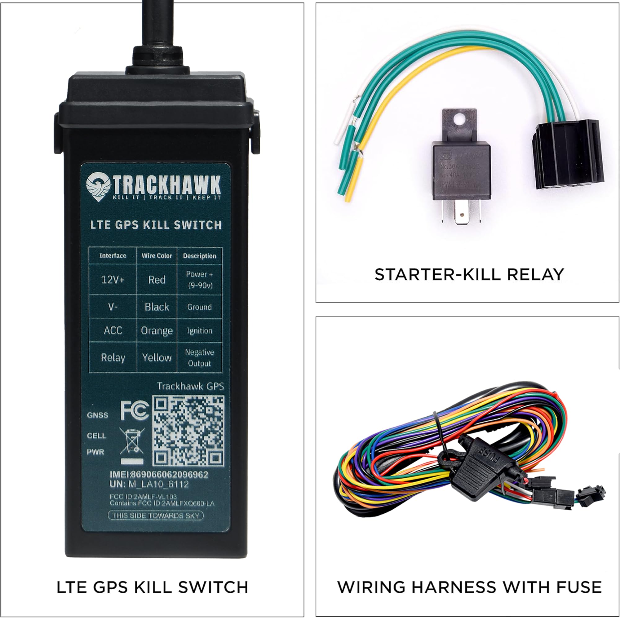 Trackhawk VL03 GPS Kill Switch 4G LTE Tracker – Real-Time Tracking for Cars, Trucks, and Trailers, Vehicle Monitoring with Kill Switch - Monitoring Device, Live-Tracking, Subscription Required - VL03