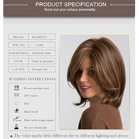 Buy Natural Brown Medium Length Bobo Straight Hair Heat Resistant