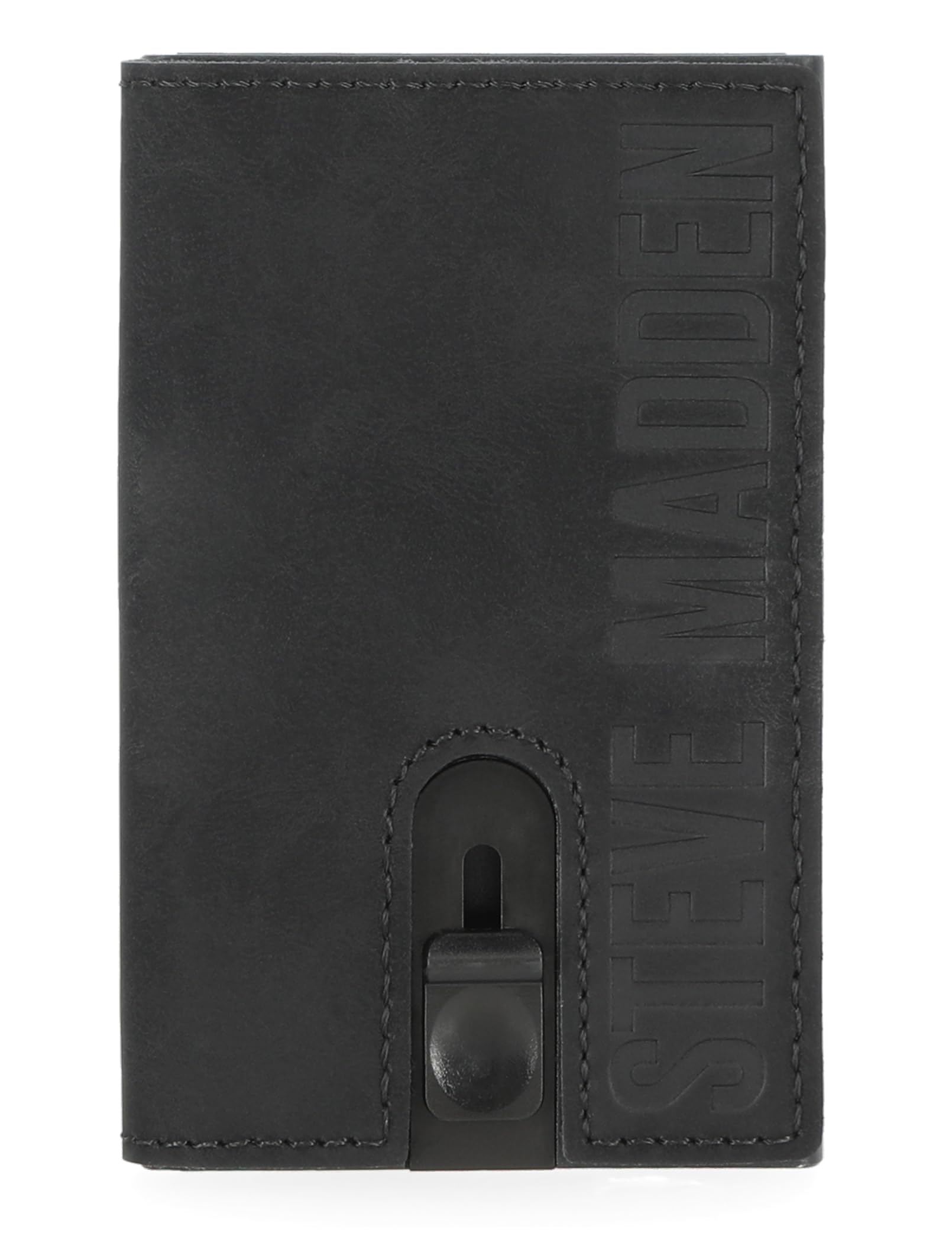 Steve Madden Men's Minimalist Holder Pop Up Card Wallet & ID Window, Black, 2.5 x .5 x 4