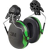 3M PELTOR Ear Muff Hearing Protection, Cap Style Hard Hat Attachment, X Series X1P3E, NRR 21 dB, 1 Pair, Construction, Manufacturing, Maintenance, Automotive, Woodworking, Black/Green