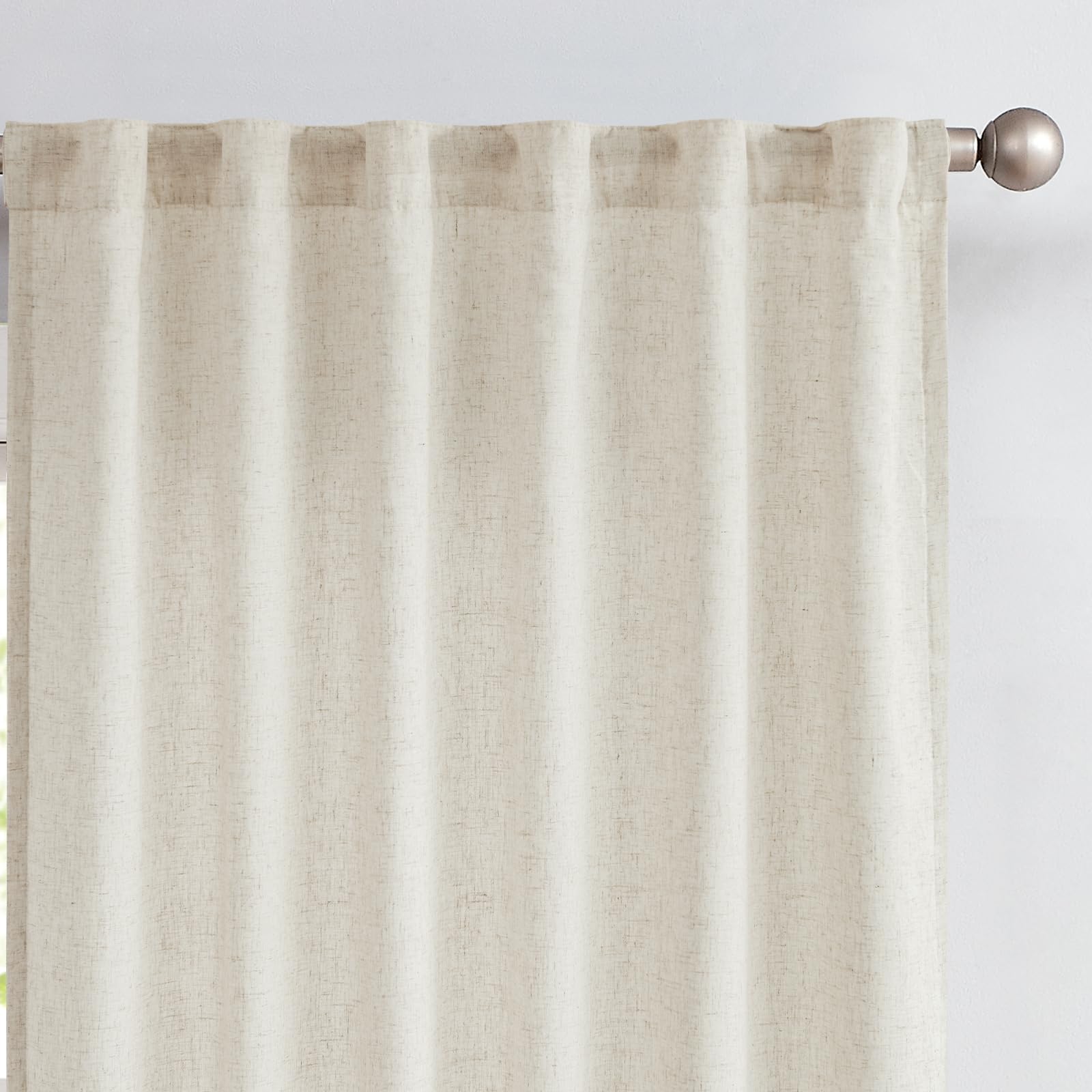 jinchan Beige Lined Linen Blend Curtains for Closet 96 Inch Extra Long 2 Panels Floor to Ceiling, 38 Inch Wide Drapes for Bedroom Bathroom(38W x 96L, Ecru) Image