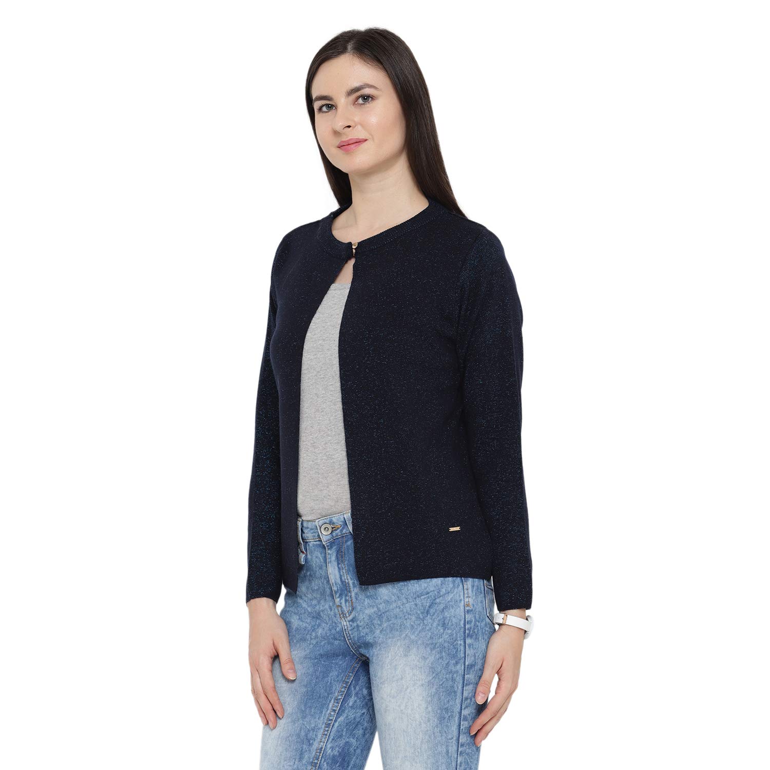 monte carlo blue wool blend solid cardigan