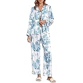 Brosloth Women's Silk Satin Pajamas Pjs Sets Cute Lace Pattern Two Piece Loungewear Set Button Up Pajamas Sleepwear Black