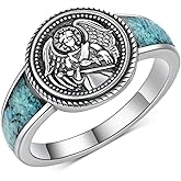 CVRAVO St Michael Ring S925 Sterling Silver Archangel Saint Michael Ring Catholic Jewelry Gifts for Men Women