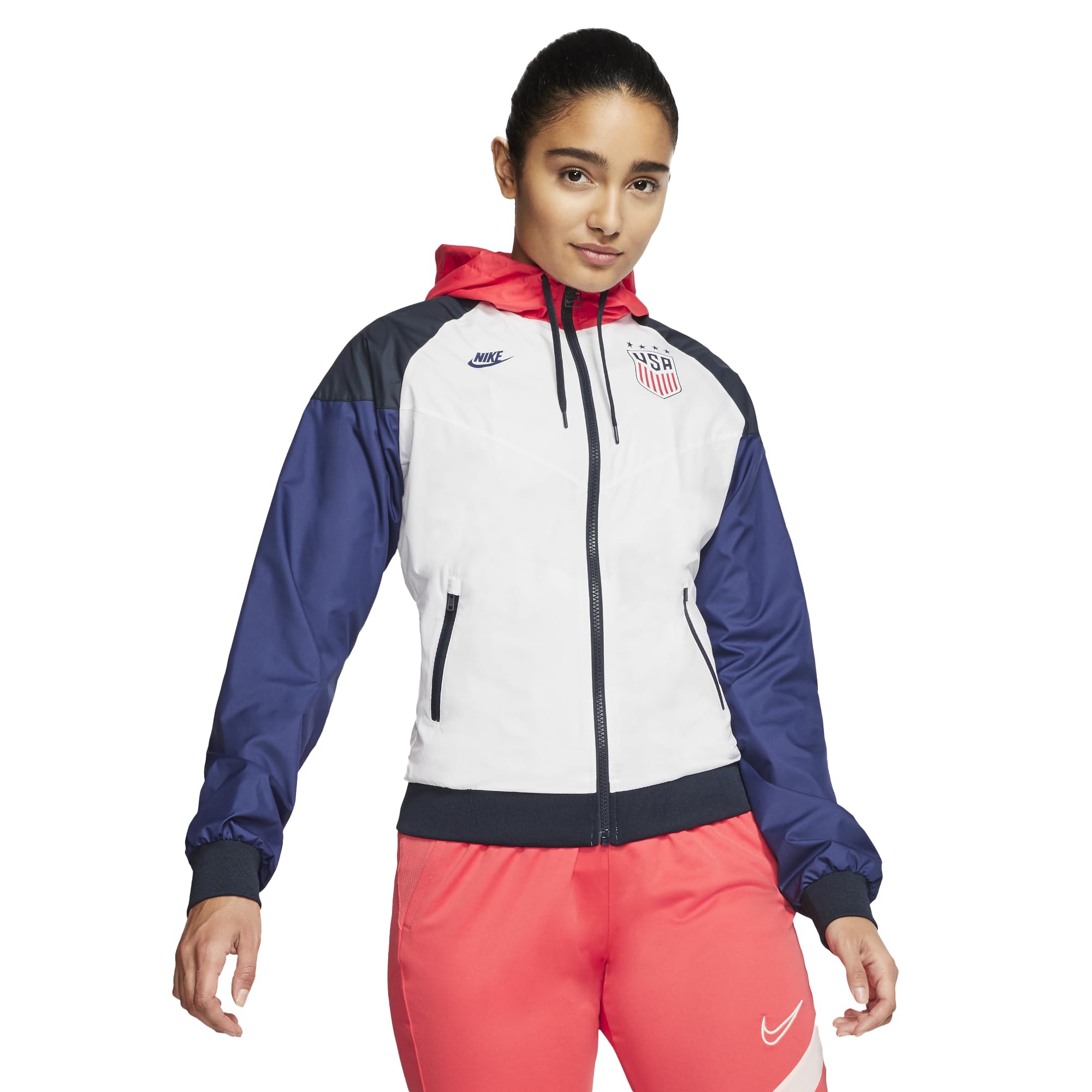 red and white nike windbreaker womens