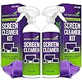 Screen Mom Screen Cleaner Spray and Microfiber Cloth 2-Pack (2x16oz) Screen Cleaner Spray and Wipe for TV, Computer, Phone, iPad, Car Screen Cleaning Kit Electronic Cleaner Spray