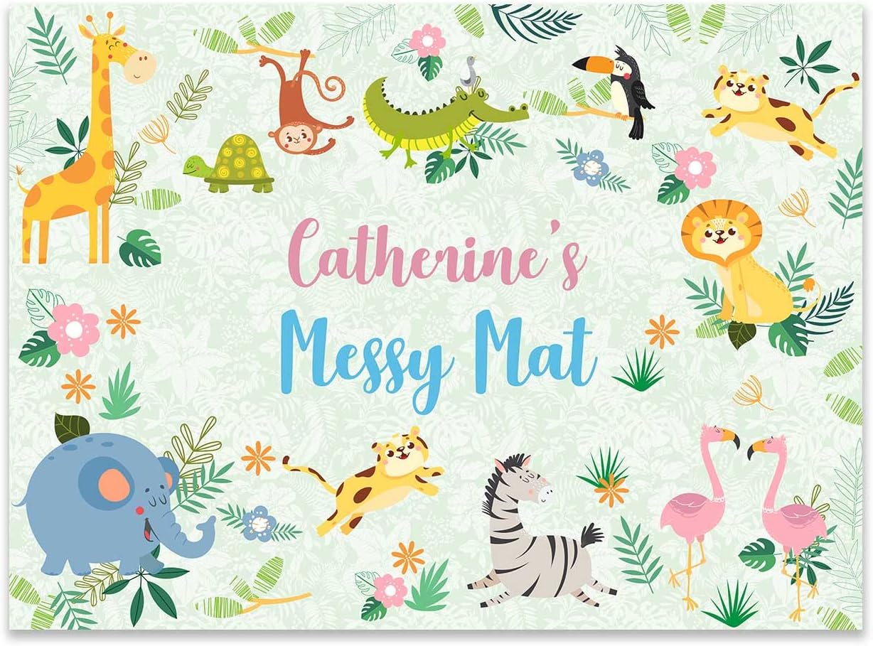 Paper Themes Play Mat Kids Messy Mat Paint sheet Playdough mat Arts and crafts splash mat - Wild Animals