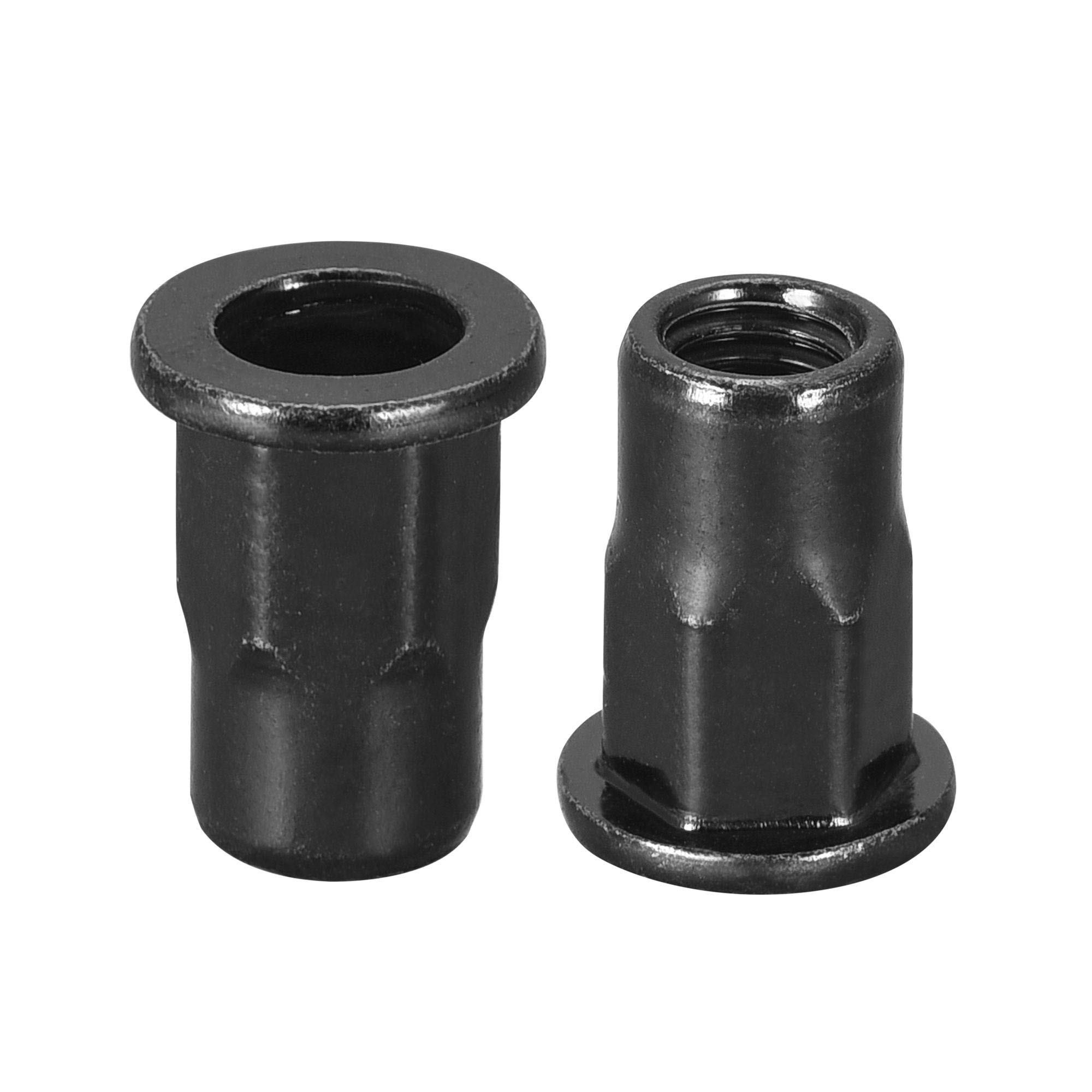 sourcing map M5 Rivet Nuts, Thread Half Hexagonal Carbon Steel Zinc-Plated Flat Head Threaded Insert Nut Black 50Pcs