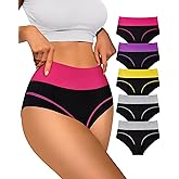 MEIYATING Women's High Waisted Cotton Underwear Tummy Control Panties Comfort Postpartum Full Coverage 5 Pack Briefs