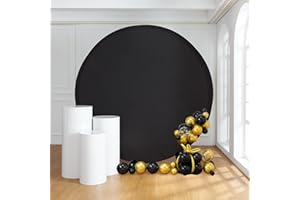 Outpain 6.5FT Black Round Arch Backdrop Cover for 6.5FT/6.6FT Circle Arch Stand Wrinkle Resistant Circle Arch Backdrop Cover for Wedding, Birthday, Baby Shower Decorations