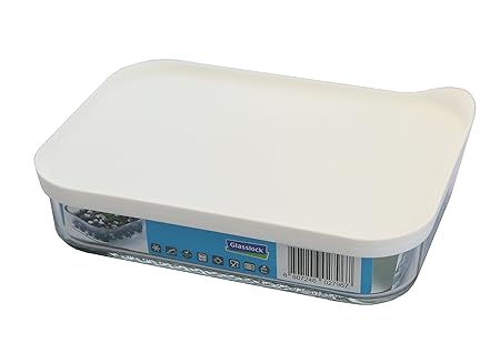 GLASSLOCK (MCRB-113F, 1050ml, Rechteckige Vorratsdose aus Glas - Freezer Typ (Weiß)