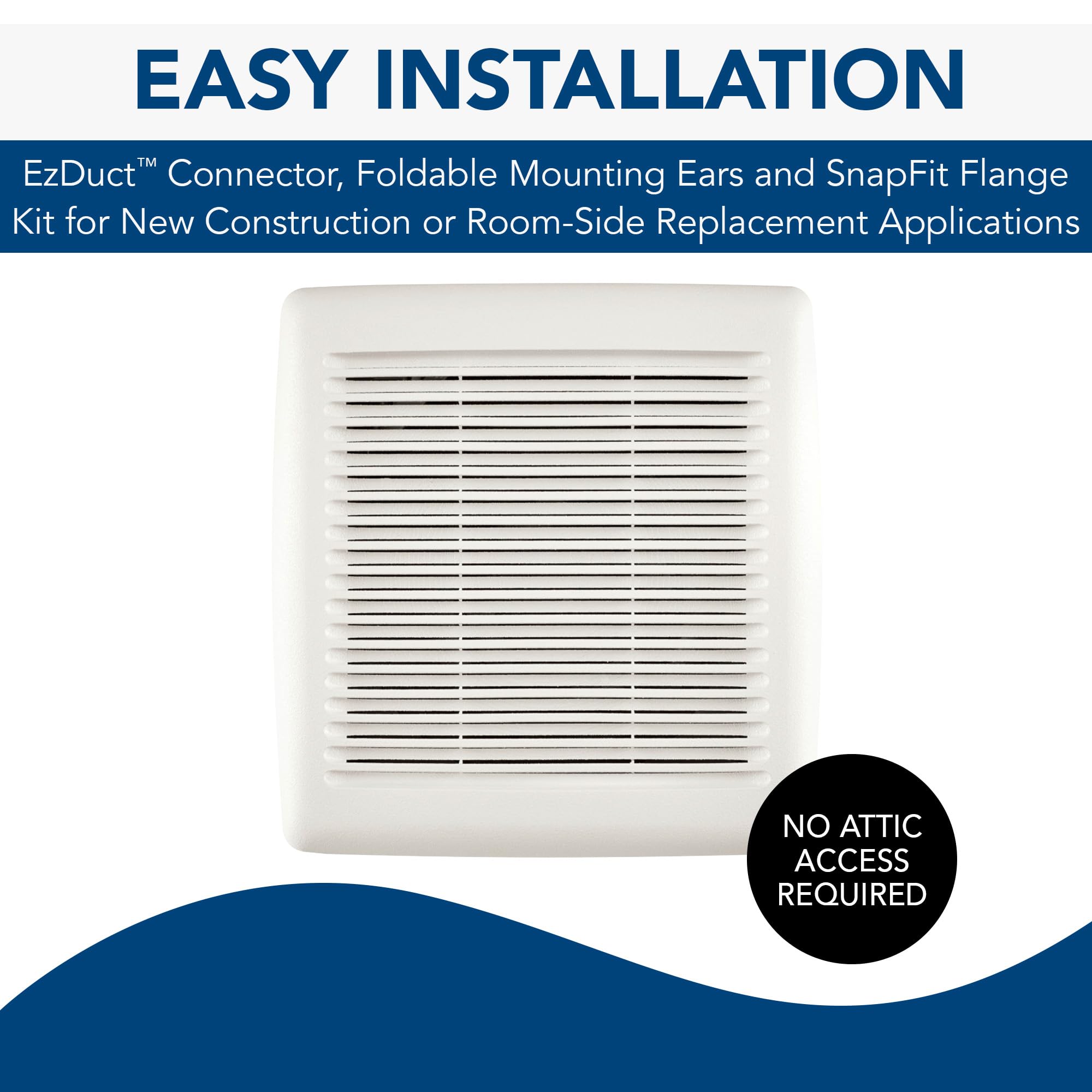 Broan-NuTone A110 Ventilation Fan with Roomside Installation, 110 CFM, 3.0 Sones,White