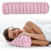 Beatvive Round Cervical Roll Cylinder Bolster Pillow, Cervical Neck Roll Sponge Pillow, Faux Fur Cylinder Pillows, Neck Pillow for Sleeping for Head, Neck, Back, and Legs (Pink)