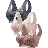 Wireless Bras Set for Women Floral Contrast Lace Comfy & Breathable Support Women's Bralettes Full Coverage Everyday Bras