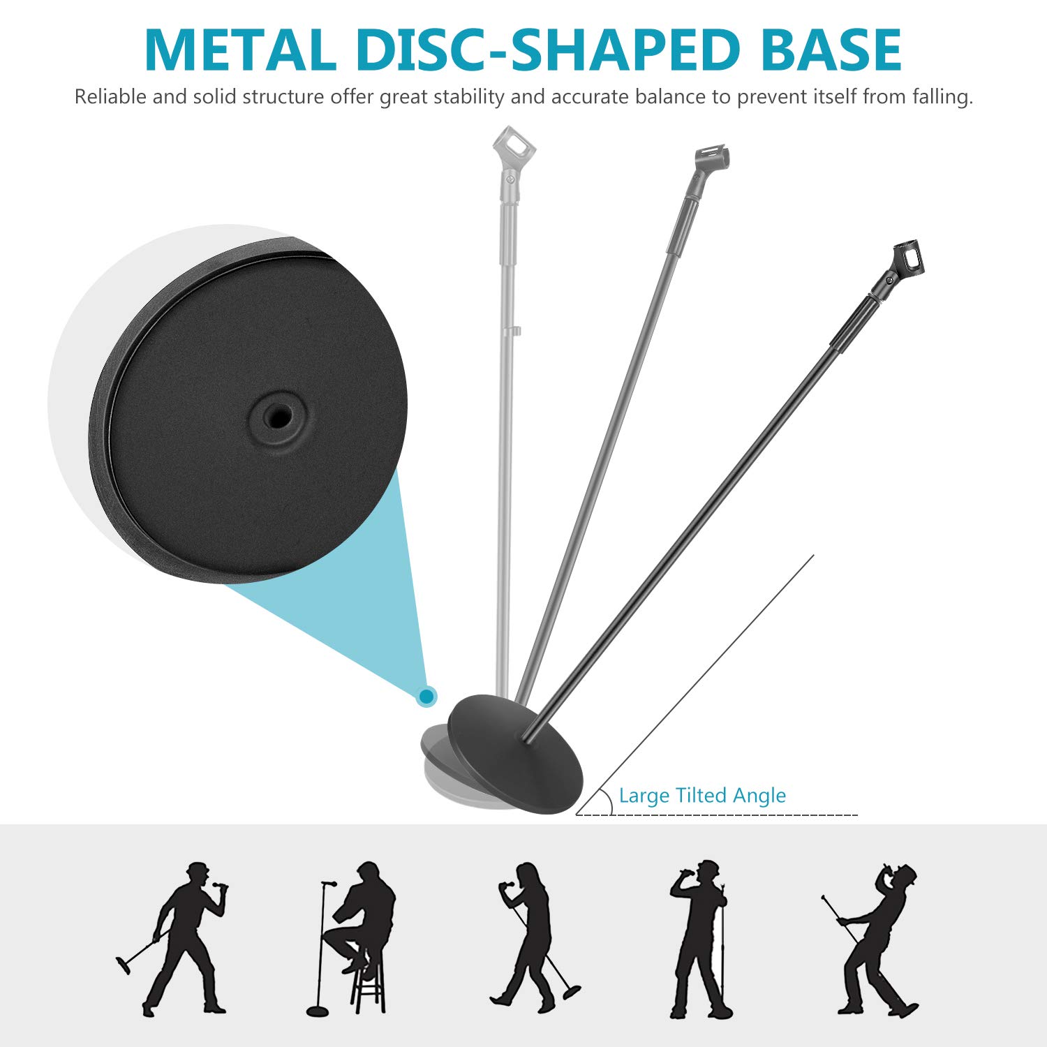 Neewer Microphone Stand and Stand with Microphone Door, Adjustable from 100 to 179 cm, Iron Construction with Solid Detachable Round Base for Easy Carrying (Black)