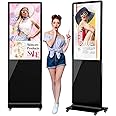 JASZDOT Digital Signage Display, LCD Screen Digital Kiosks & Interactive Displays 4K Totem Floor Standing Auto AD Player with USB/HDMI/WiFi Android OS(43'' Black Touch Screen)