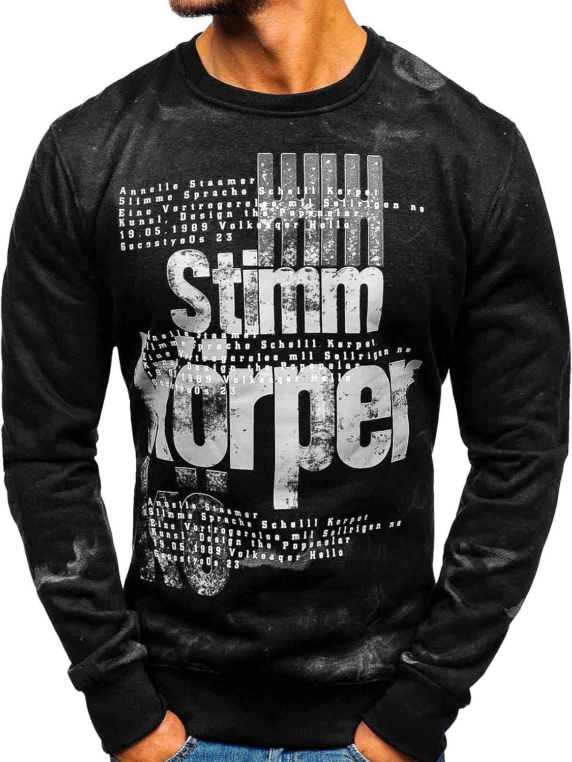 Sweatshirt  Pullover Langarmshirt Pulli Rundhals Motiv Herren BOLF 1A1 Aufdruck