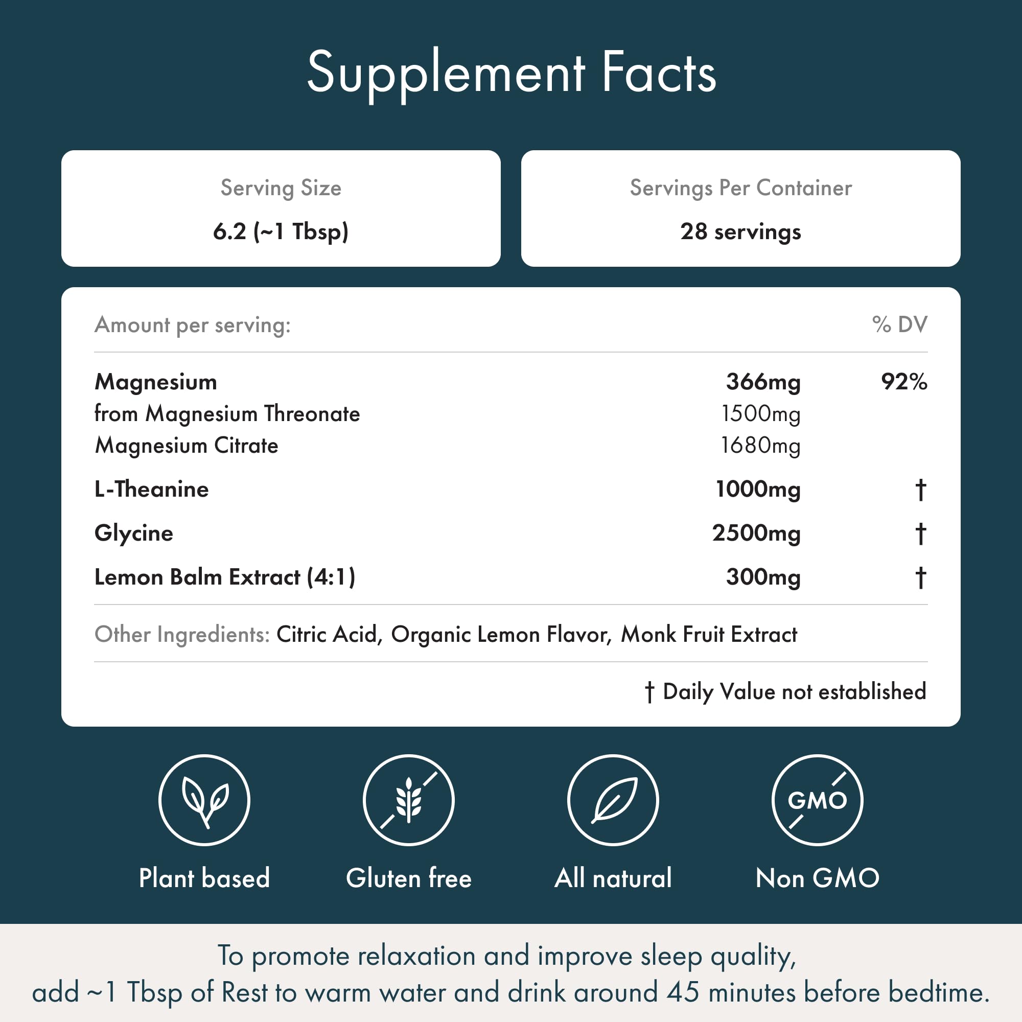 Synchro - Rest Sleep Supplements, Relaxing Sleep Aids for Adults, Powdered Magnesium Supplement for Deep Sleep Support, Nighttime Drink Sleep Supplement, Sweet Lemon Flavor, 210 Grams