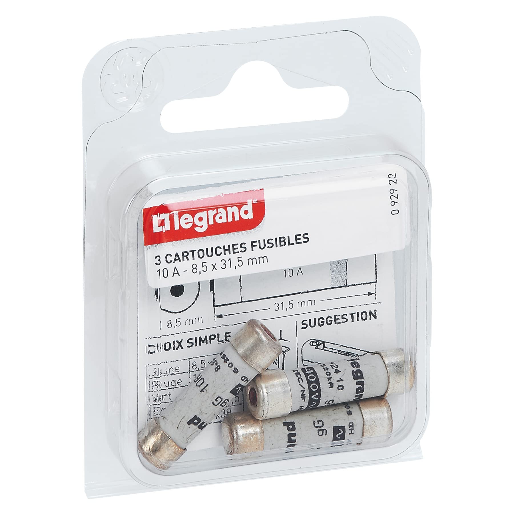 Legrand LEG92922 Cartridge Fuses 10 A / 8.5 x 31.5 mm/Set of 3