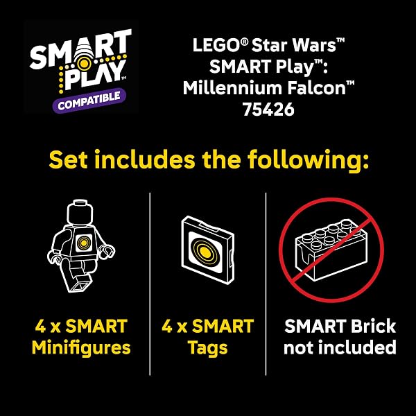LEGO STAR WARS SMART PLAY: MILLENNIUM FALCON STARSHIP BUILDING TOY FOR KIDS – COMPATIBLE SET WITH 4 SMART TAGS AND 4 MINIFIGURES – GIFT FOR BOYS, GIRLS AND FANS AGES 9+ – 75426