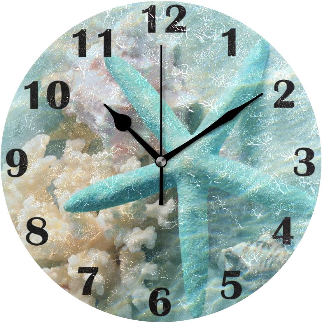Amazoncom Pfrewn Summer Beach Starfish Seashell Wall Clock