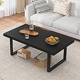 IBF Black Coffee Table,Simple Industrial Wood Center Table Black Oak 39 in | Modern Minimalist Rectangle Living Room Table, Farmhouse Wooden and Metal Cocktail Coffee Table for Home Bedroom Office