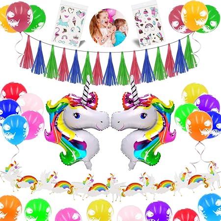 JUSTIDEA Einhorn Happy Birthday Party Luftballons Dekoration, 34pcs Baby Kids Birthdays Sets Folienballons Einhorn Ballons Ei