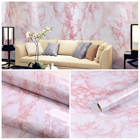 Amazon Com 17 7 X78 7 Self Adhesive White Pink Marble Contact Paper Removable Wallpaper Decor Decals Decoration Textured Panel Table Countertops Cabinets Drawer Shelf Wall Crafts Wall Paper Decorations Home Kitchen