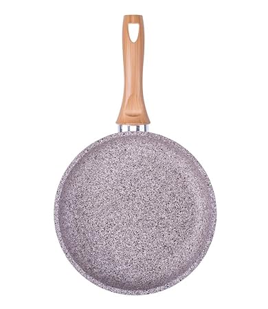 culinario Aluminium Bratpfanne „Stonewood“ in Granit-Optik, Ø 28 cm, Griff im Holzdesign, antihaft und induktionsgeeignet