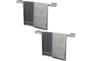 TocTen Bath Towel Rack - 2 Pack Square Base Thicken SUS304 Stainless Steel Towel Bar for Bathroom, Bathroom Bar Accessories Towel Rod Heavy Duty Wall Mounted Towel Holder(Brushed Nickel, 24 Inch)
