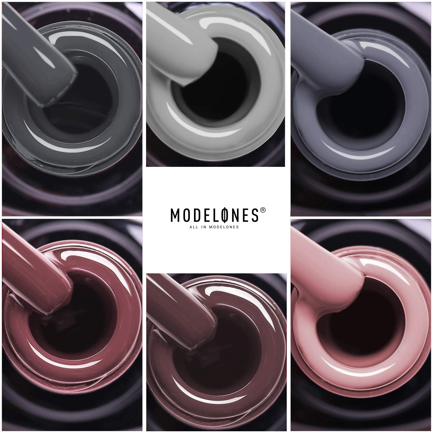Modelones Gel Nail Polish Set - Nude Gray Series 6 Colors Gel Polish Set Kit LED Soak Off Gel Polish 0.33 OZ 10ML : Beauty
