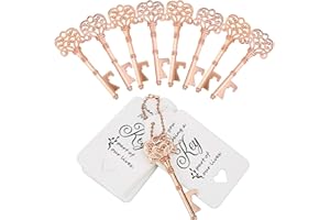 WODEGIFT 100 PCS Wedding Favors Bottle Opener,Vintage Skeleton Key Bottle Opener,Key Bottle Openers with Escort Tag Cards and
