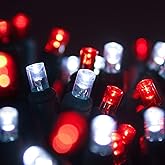 Wintergreen Lighting 70 LED Red and White Christmas Lights, 24 ft 5mm Wide Angle Mini String on Green Wire, Commercial Grade Indoor/Outdoor Holiday Decorations