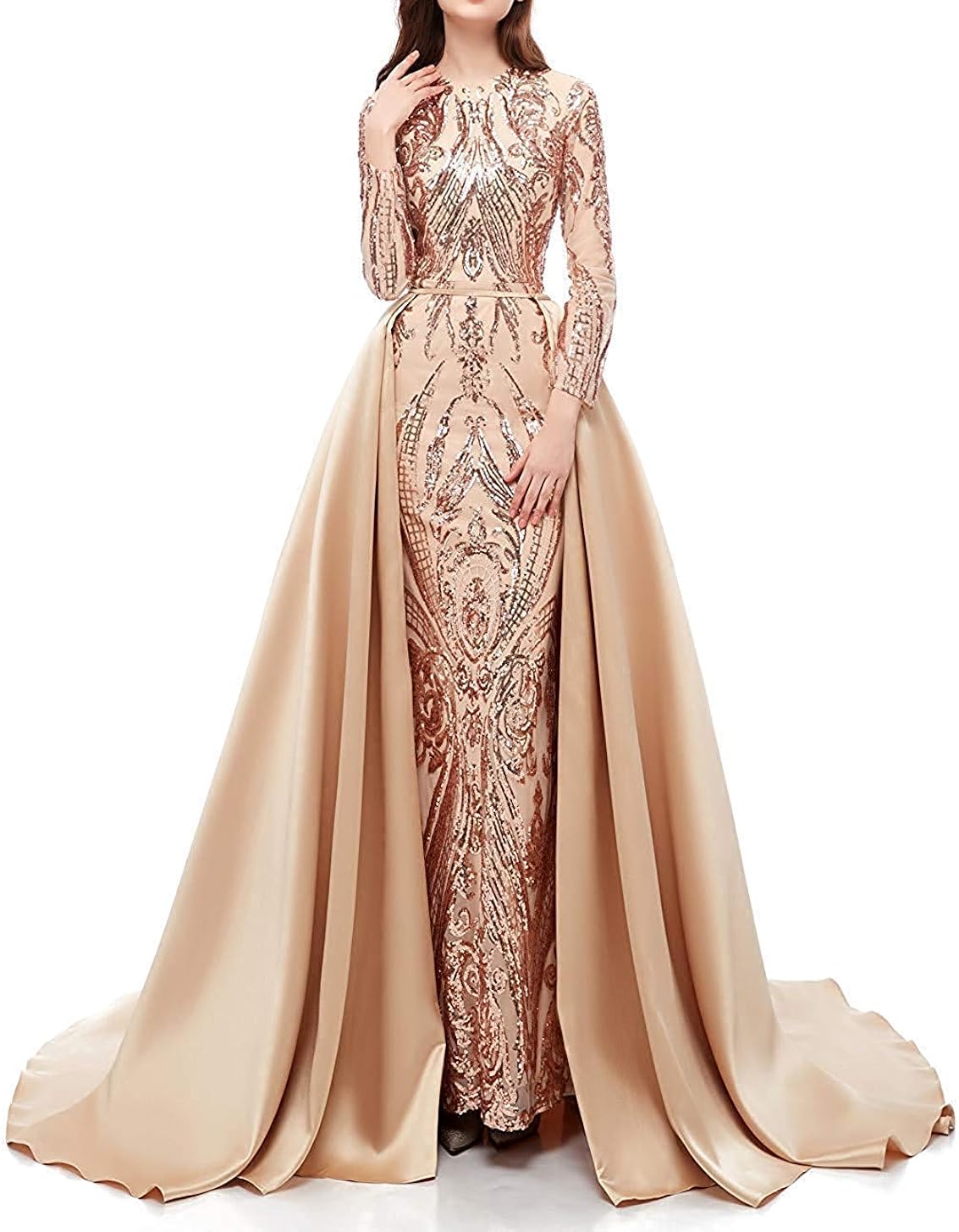 Aries Tuttle Green/Burgundy/Navy Blue Satin Mermaid Prom Evening Party Dress Gown Detachable Train